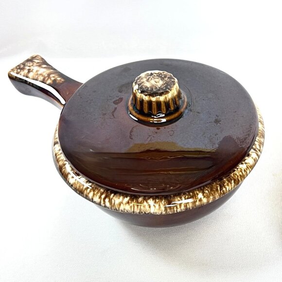 Hull Pottery Brown Drip Vintage Oven Proof Casserole Crock Pot with Lid - Picture 1 of 6
